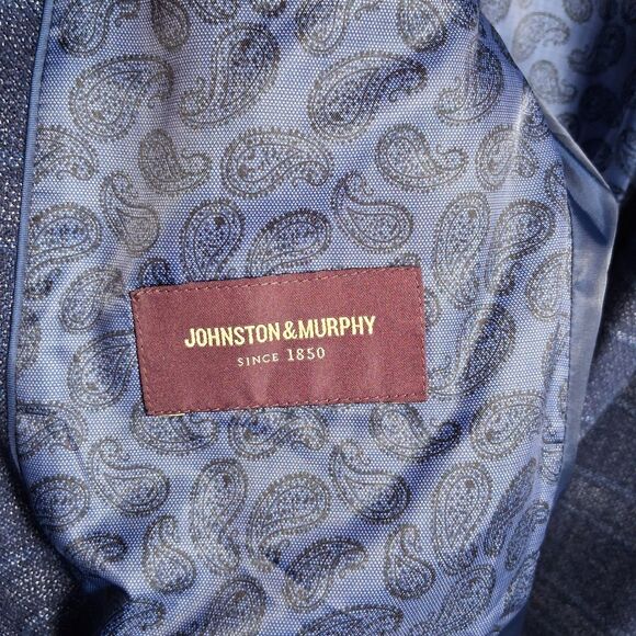 Johnston Murphy Blazer Blue Plaid Windowpane NWT Jacket Sport Coat Suit - Picture 6 of 7